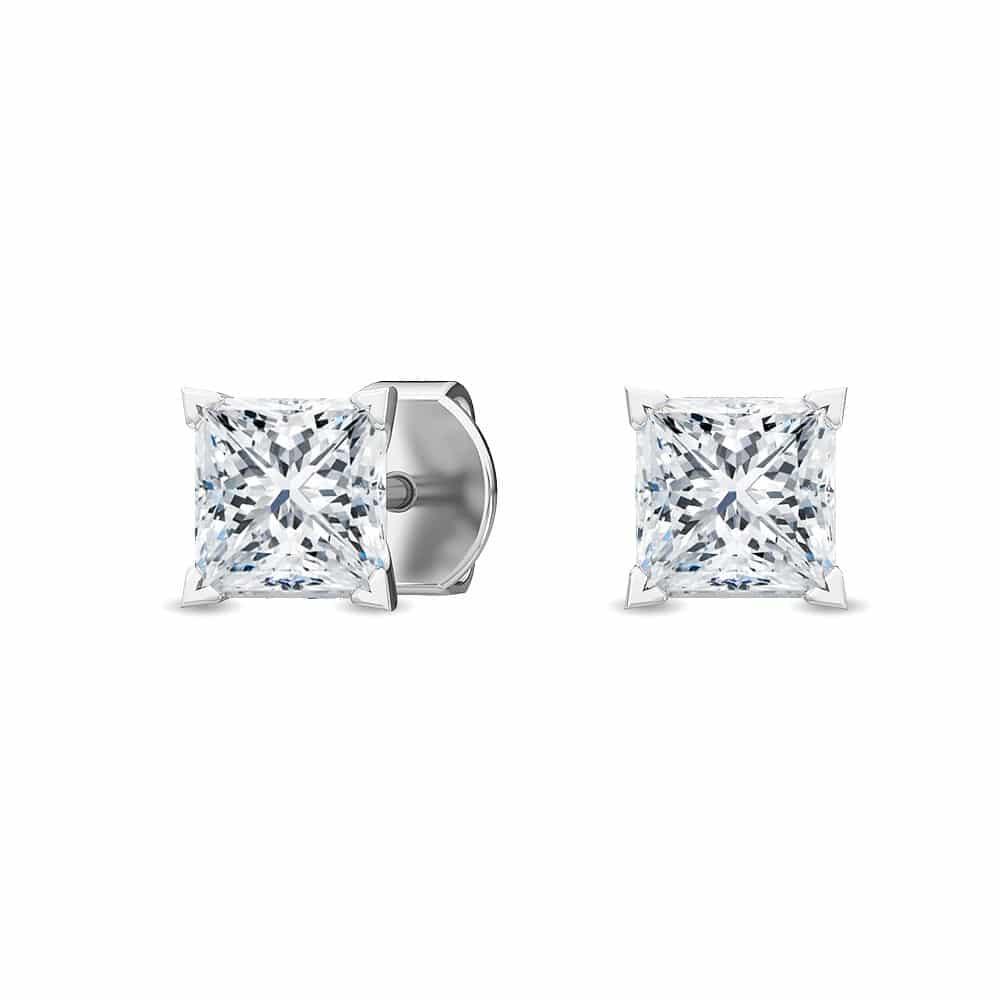 18K 0.50ct Princess Lab Grown Four Prong Studs - Lab Grown Diamonds Australia
