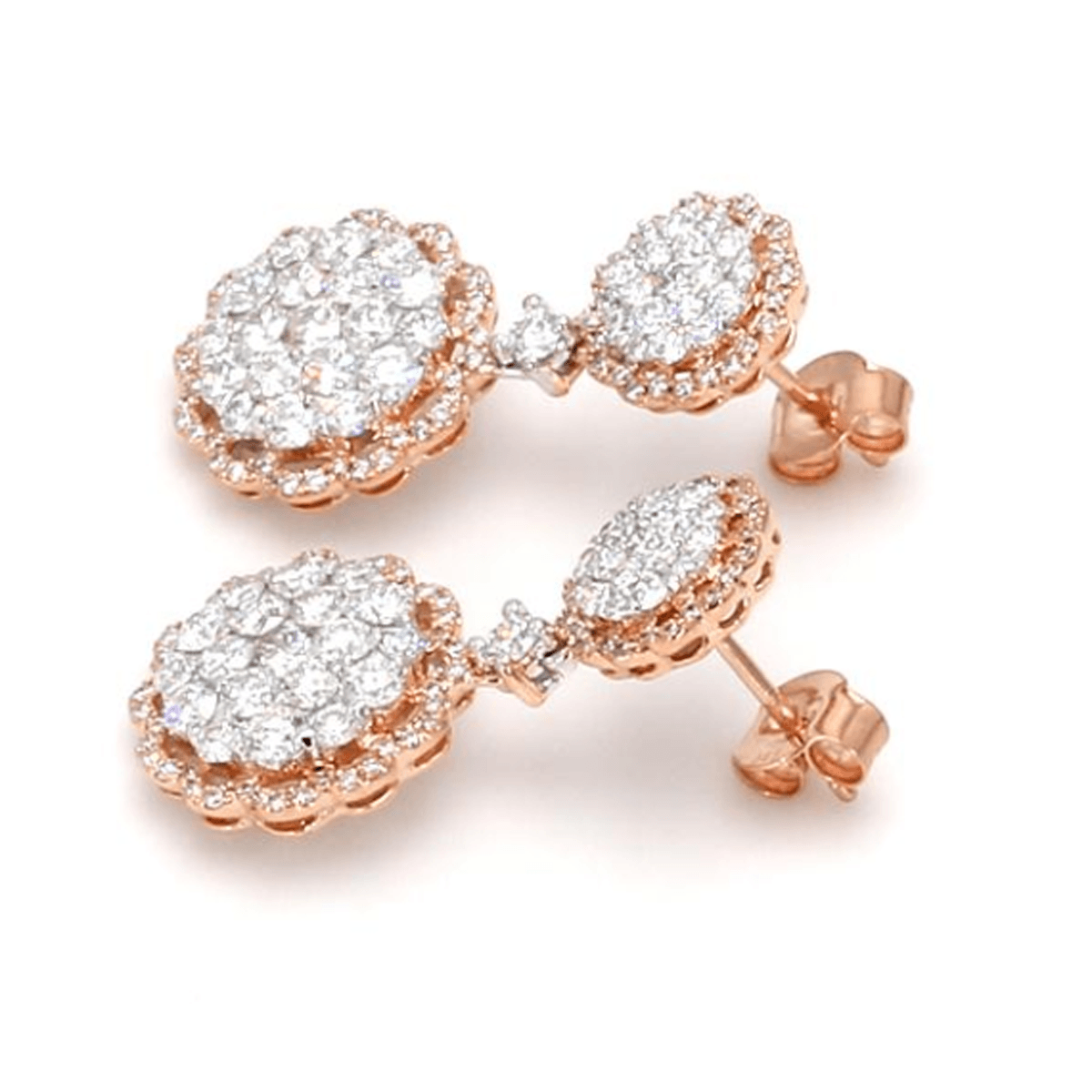 14k Two Tone Lab Grown Diamond Drop Earrings - Lab Grown Diamonds Australia
