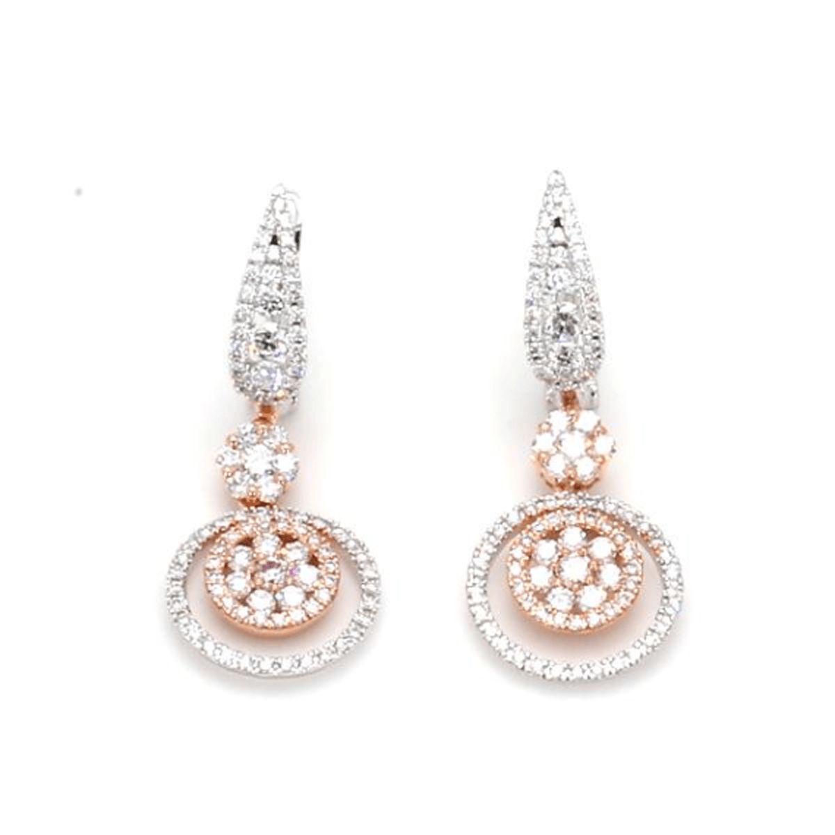 14k Two Tone Lab Grown Diamond Drop Earrings - Lab Grown Diamonds Australia