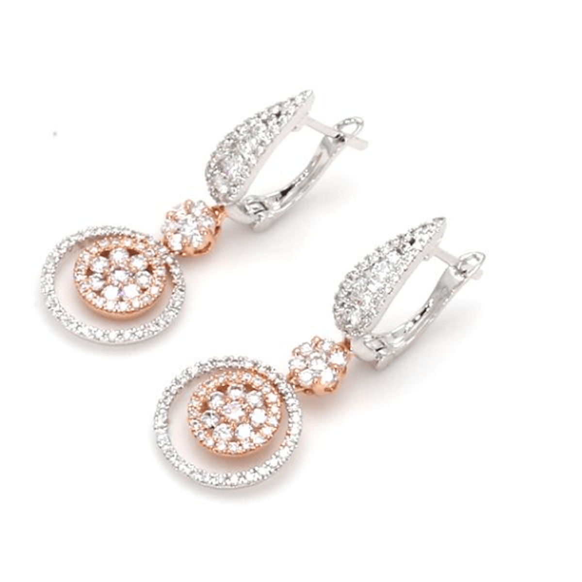 14k Two Tone Lab Grown Diamond Drop Earrings - Lab Grown Diamonds Australia