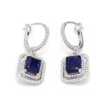14k Emerald Cut Blue Sapphire & Lab Grown Diamond Drop Earrings - Lab Grown Diamonds Australia