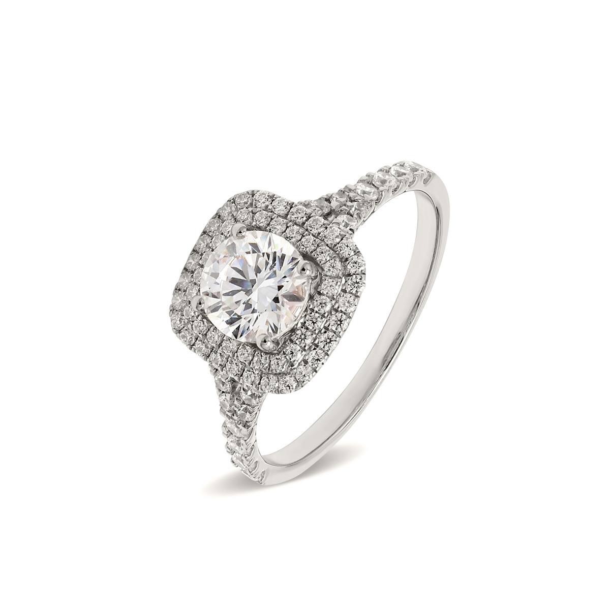 18K White Gold Lab Grown Halo Engagement Ring ( Setting Only ) - Lab Grown Diamonds Australia
