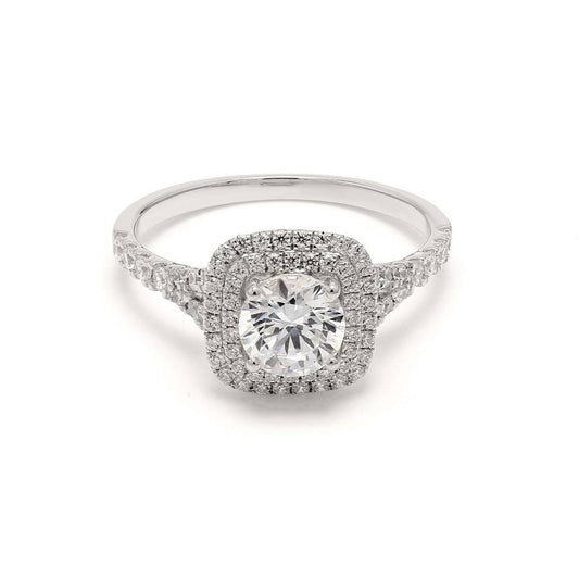 18K White Gold Lab Grown Halo Engagement Ring ( Setting Only ) - Lab Grown Diamonds Australia