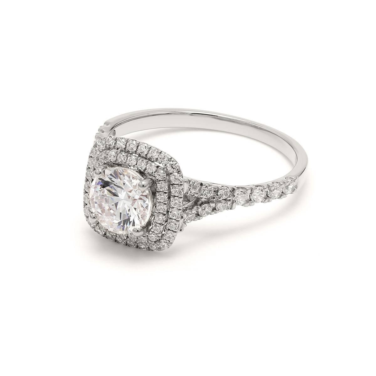 18K White Gold Lab Grown Halo Engagement Ring ( Setting Only ) - Lab Grown Diamonds Australia