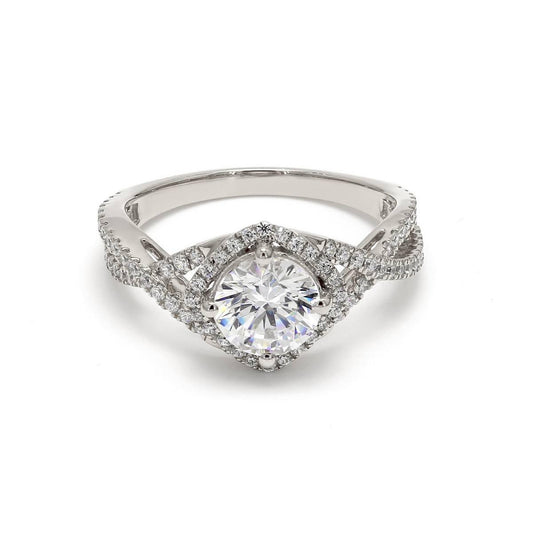18K White Gold Lab Grown Halo Engagement Ring ( Setting Only ) - Lab Grown Diamonds Australia