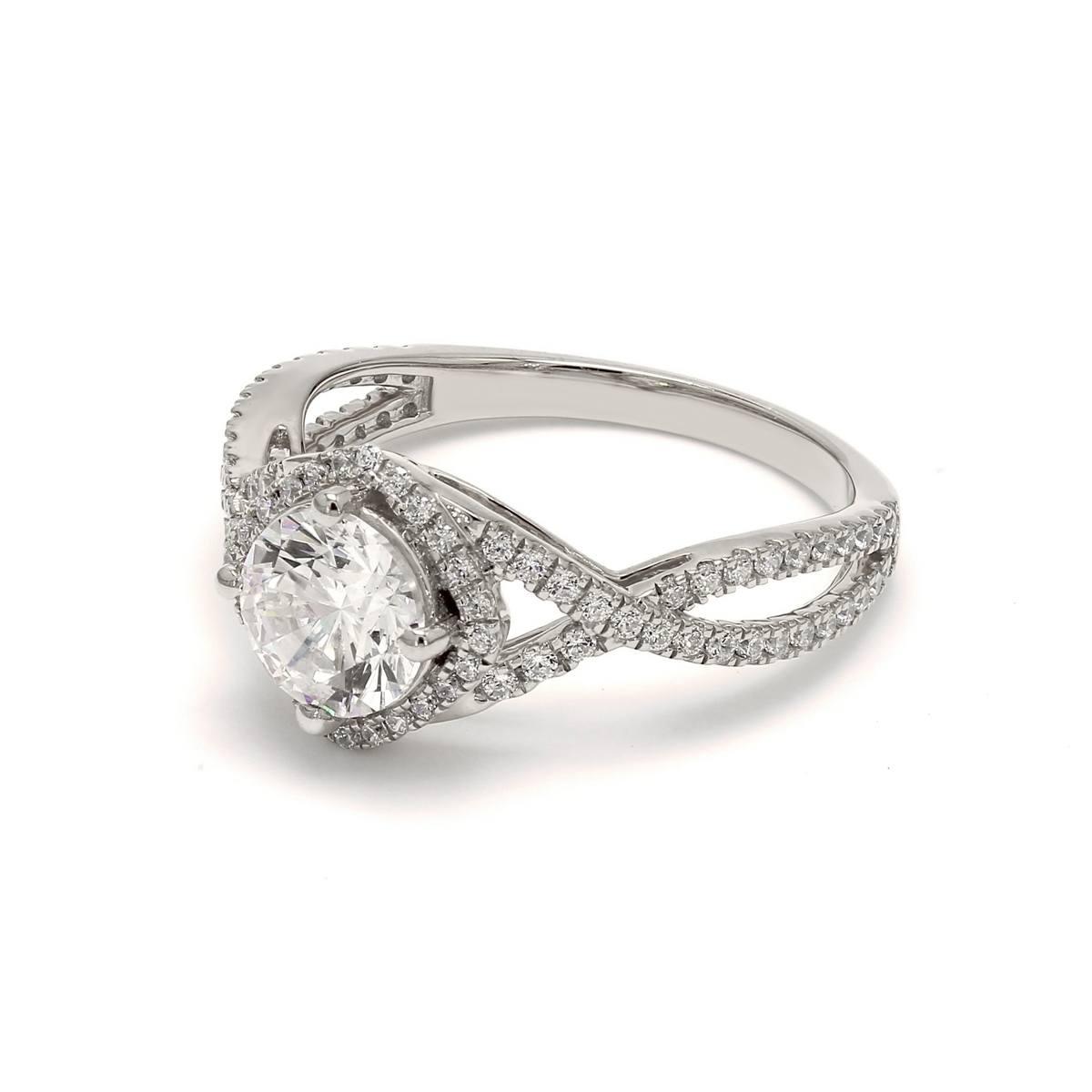 18K White Gold Lab Grown Halo Engagement Ring ( Setting Only ) - Lab Grown Diamonds Australia