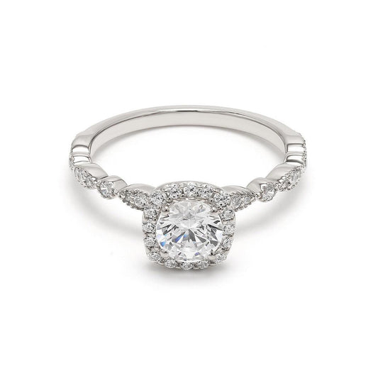 18K White Gold Lab Grown Halo Engagement Ring ( Setting Only ) - Lab Grown Diamonds Australia