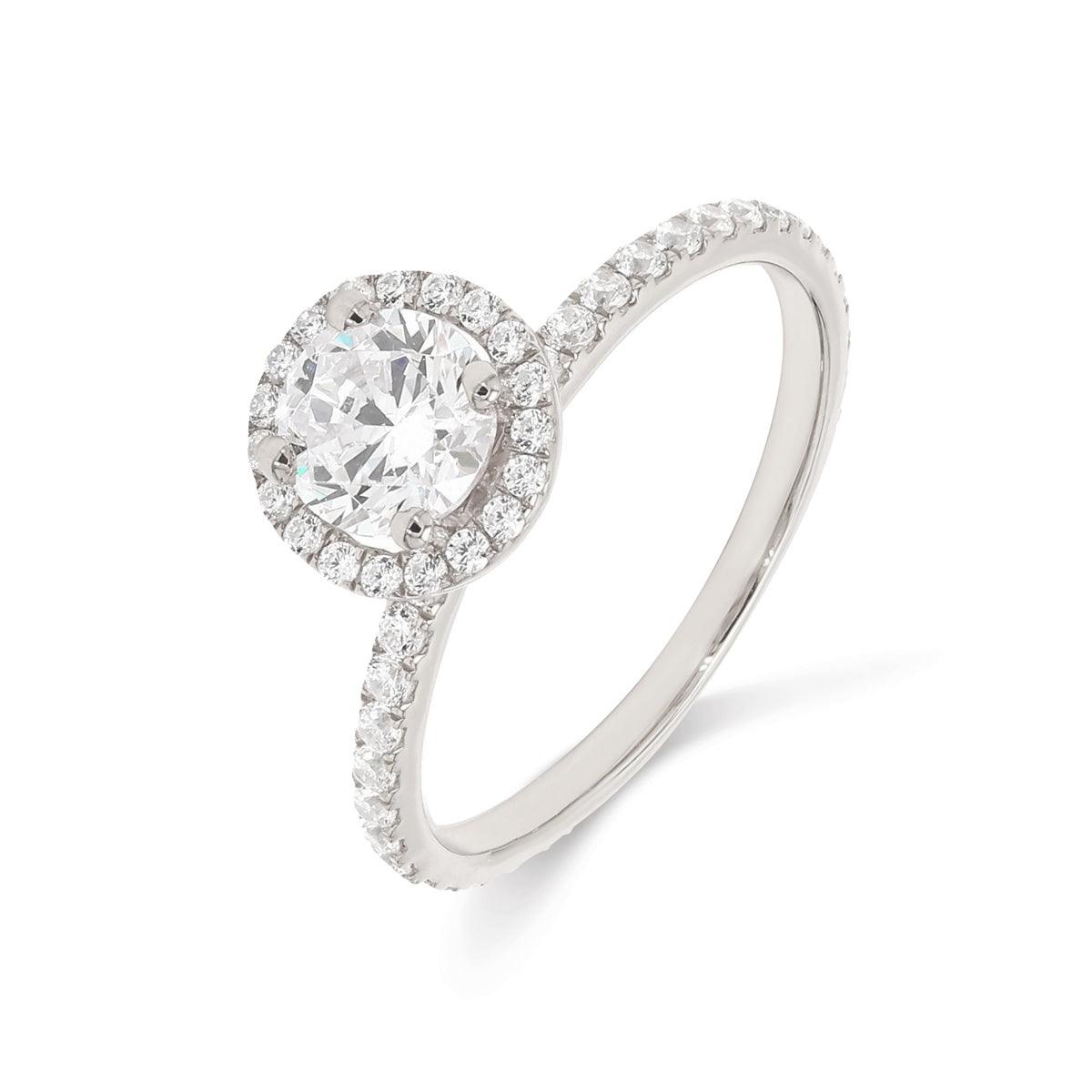 18K White Gold Lab Grown Halo Engagement Ring ( Setting Only ) - Lab Grown Diamonds Australia