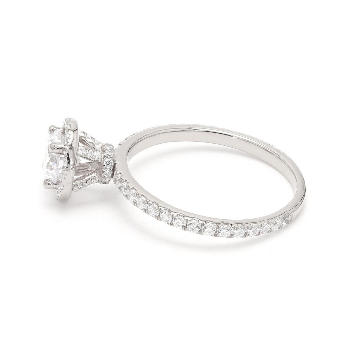 18K White Gold Lab Grown Halo Engagement Ring ( Setting Only ) - Lab Grown Diamonds Australia