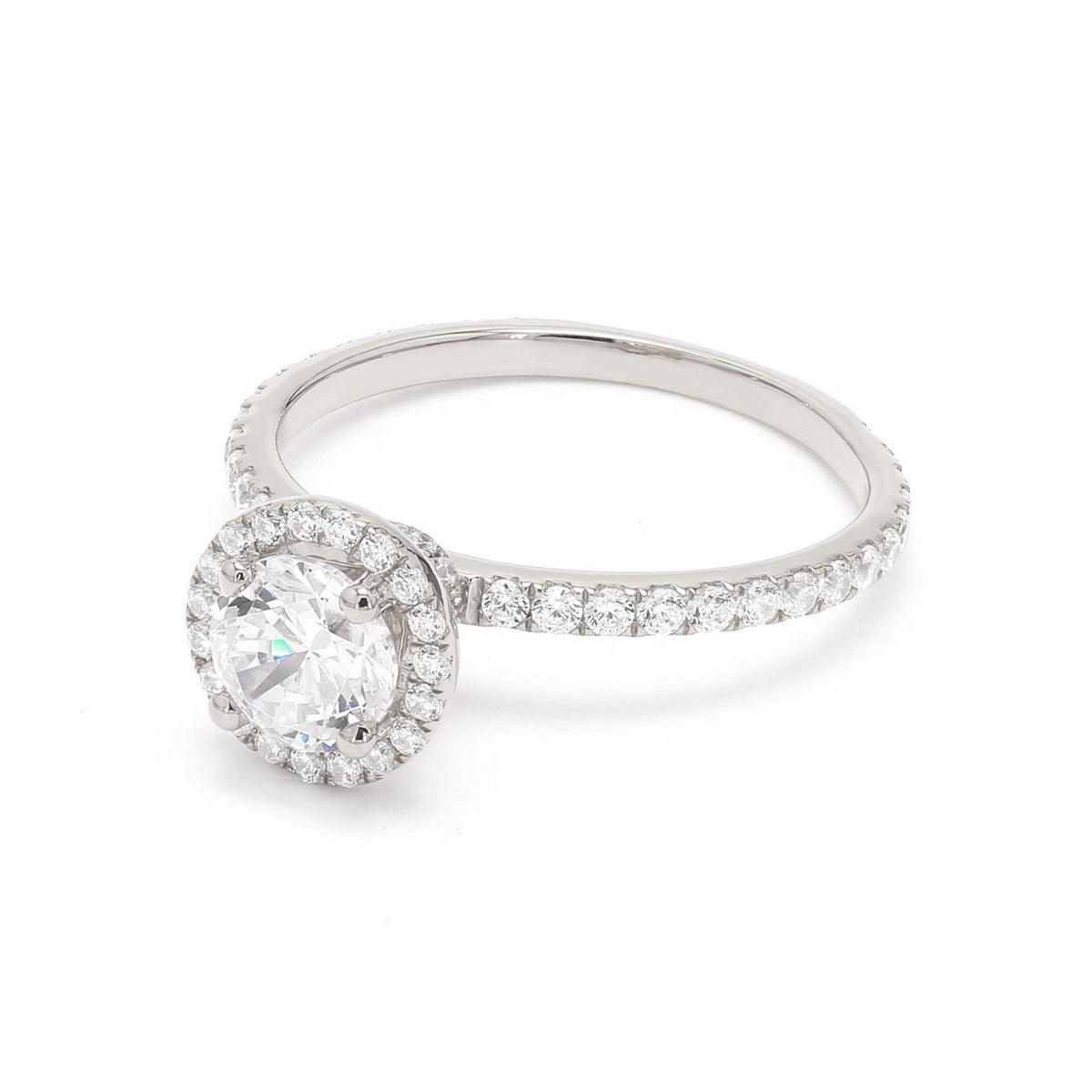 18K White Gold Lab Grown Halo Engagement Ring ( Setting Only ) - Lab Grown Diamonds Australia