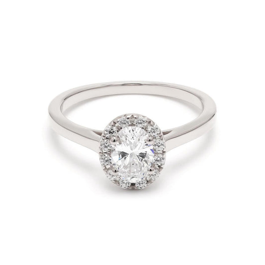 18K White Gold Lab Grown Halo Engagement Ring ( Setting Only ) - Lab Grown Diamonds Australia