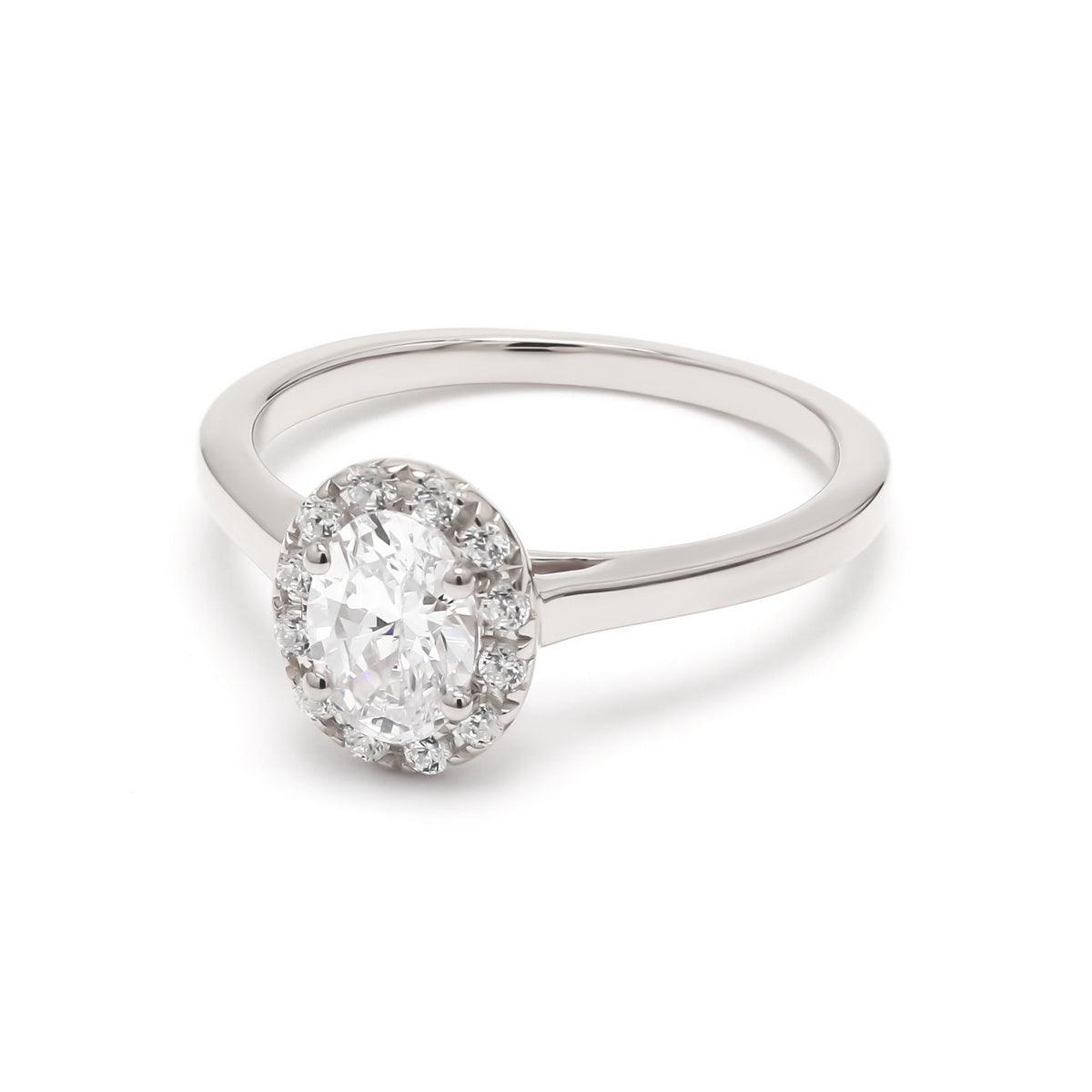18K White Gold Lab Grown Halo Engagement Ring ( Setting Only ) - Lab Grown Diamonds Australia