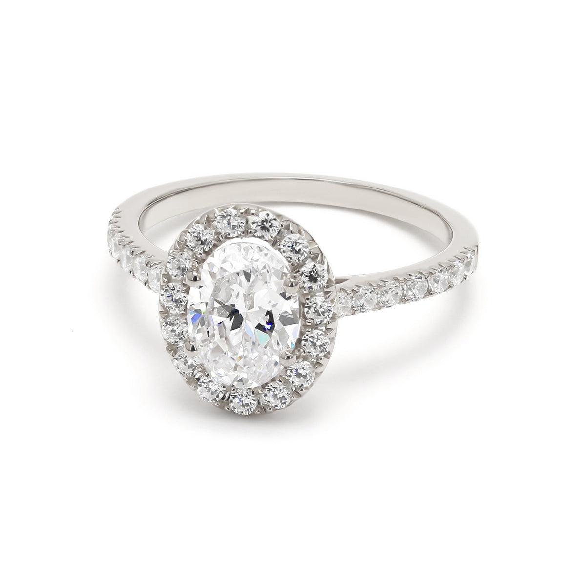 18K White Gold Lab Grown Halo Engagement Ring ( Setting Only ) - Lab Grown Diamonds Australia