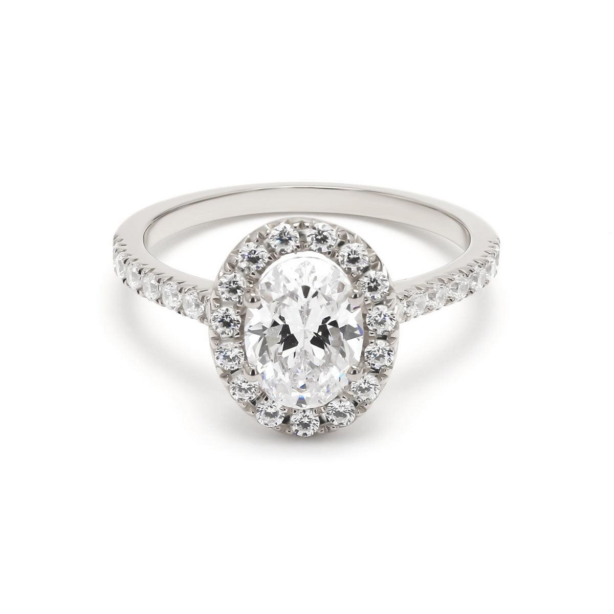 18K White Gold Lab Grown Halo Engagement Ring ( Setting Only ) - Lab Grown Diamonds Australia