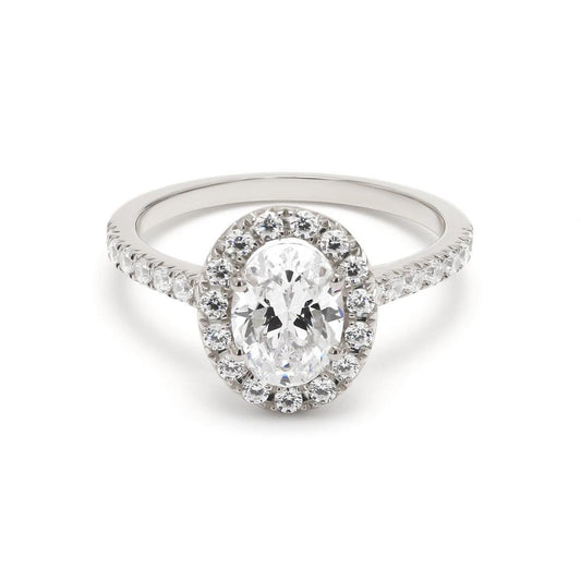 18K White Gold Lab Grown Halo Engagement Ring ( Setting Only ) - Lab Grown Diamonds Australia