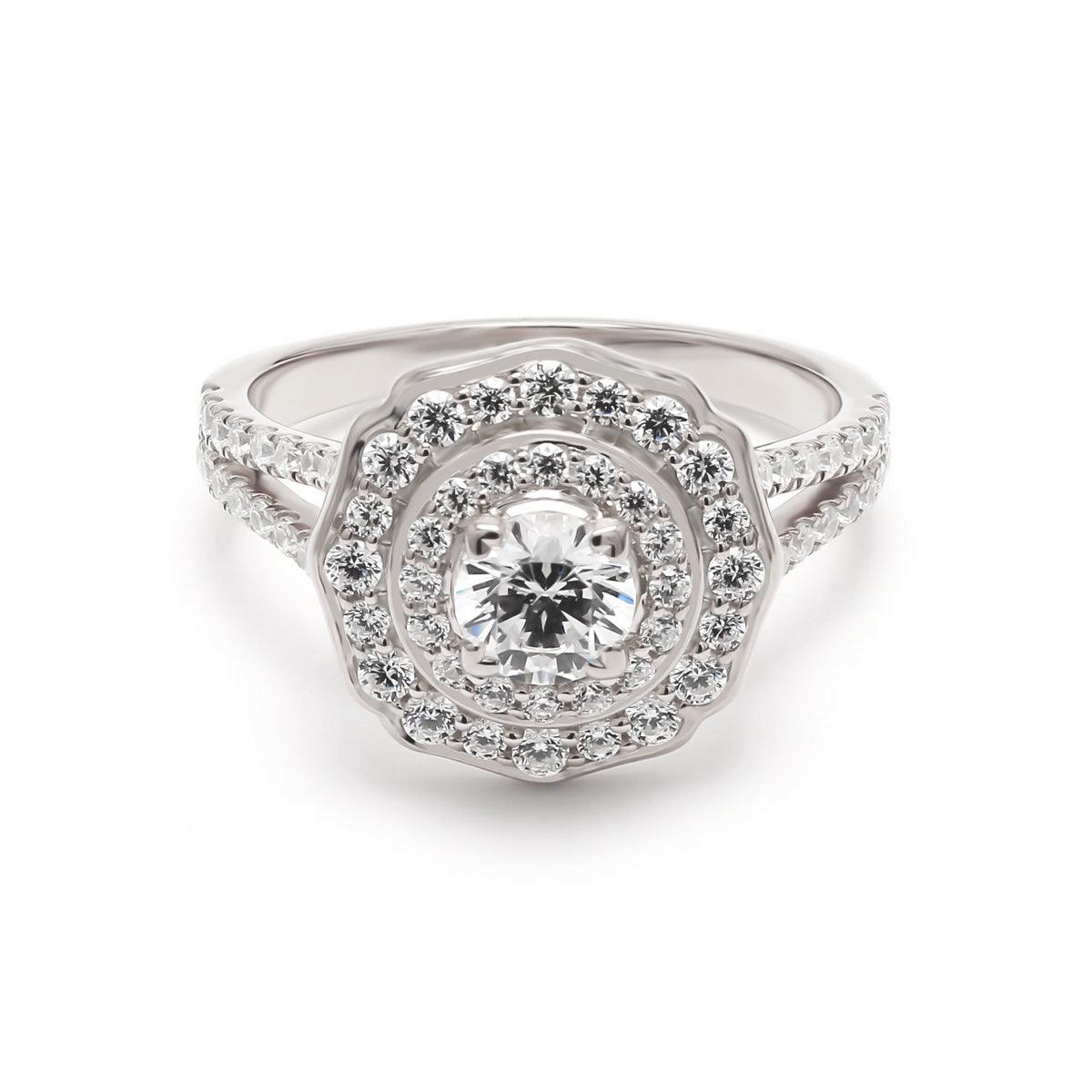 18K White Gold Lab Grown Halo Engagement Ring ( Setting Only ) - Lab Grown Diamonds Australia