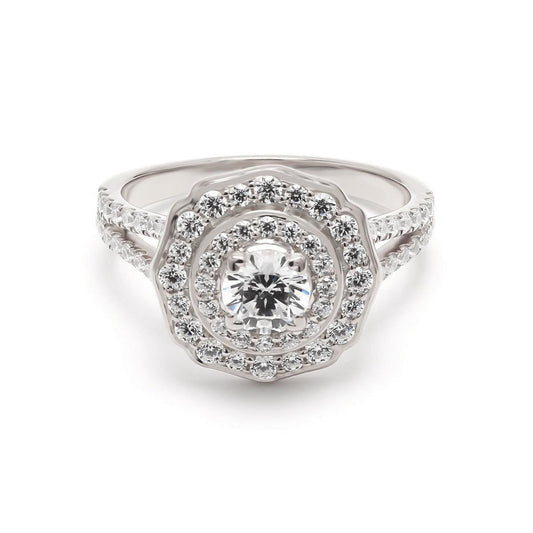 18K White Gold Lab Grown Halo Engagement Ring ( Setting Only ) - Lab Grown Diamonds Australia