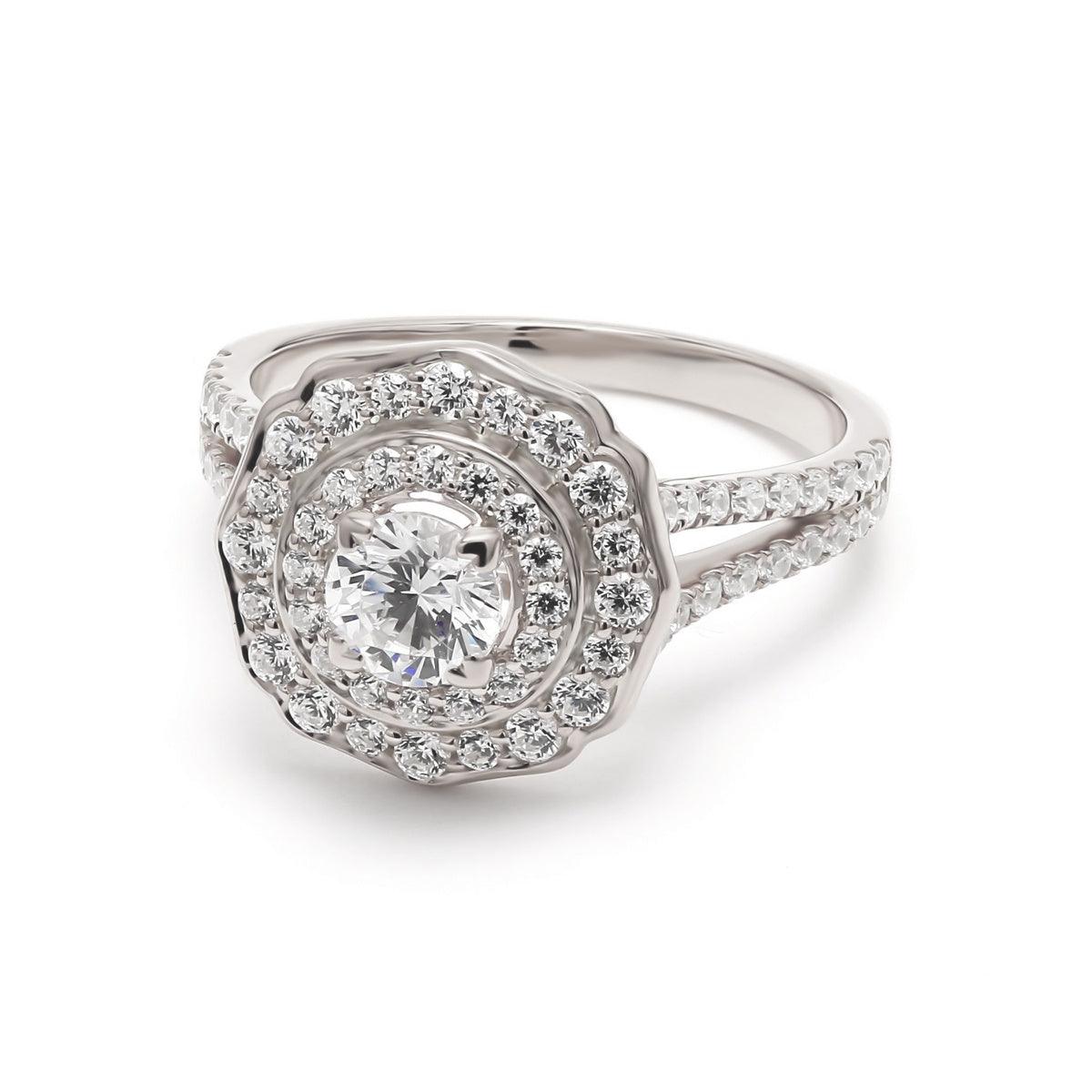 18K White Gold Lab Grown Halo Engagement Ring ( Setting Only ) - Lab Grown Diamonds Australia