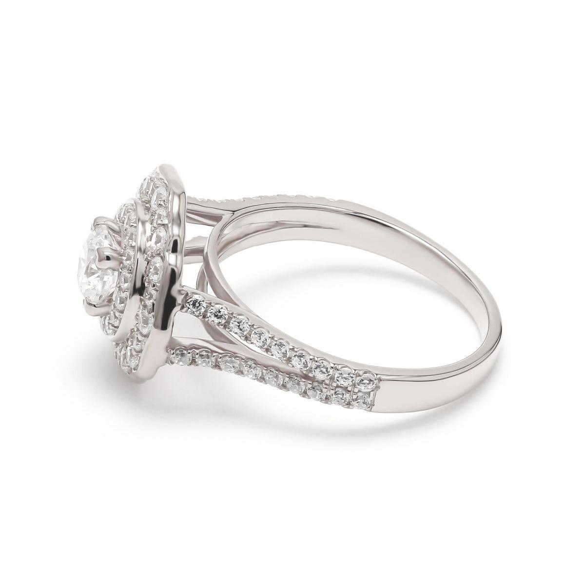 18K White Gold Lab Grown Halo Engagement Ring ( Setting Only ) - Lab Grown Diamonds Australia