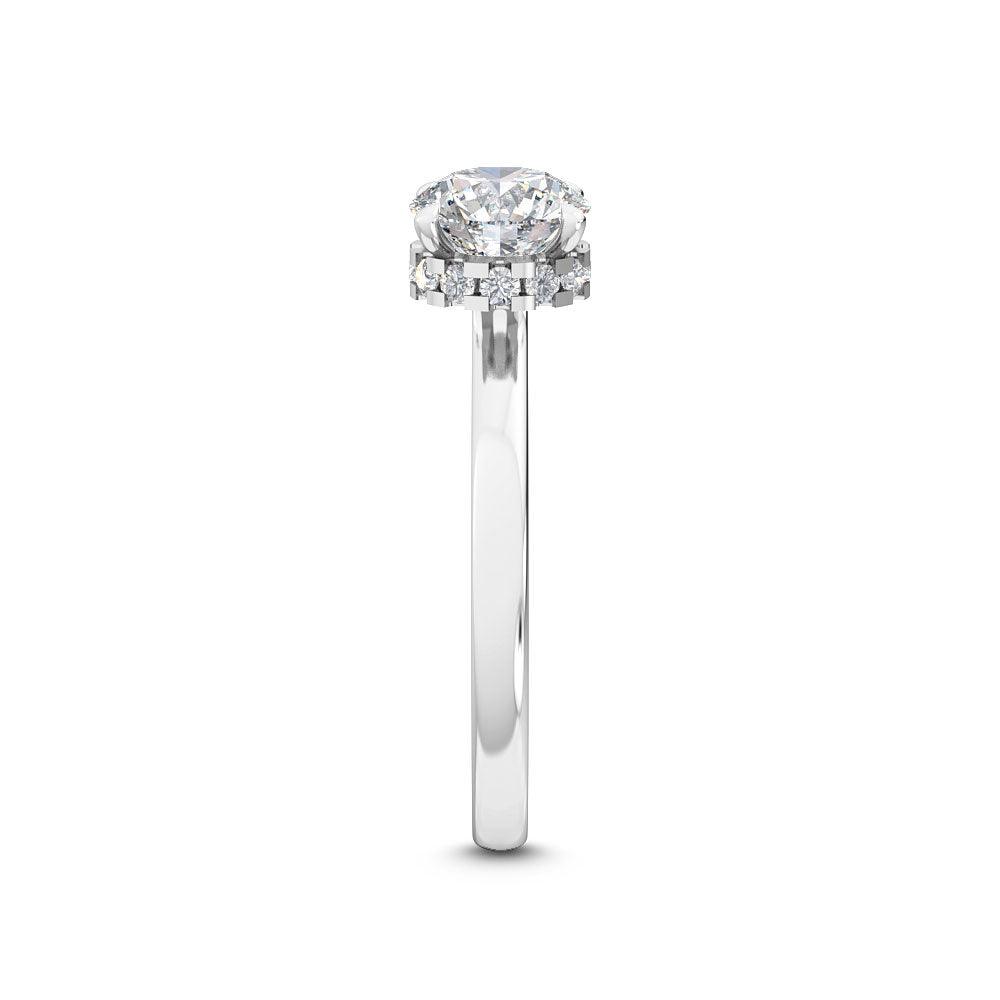 18K White Gold Lab Grown Four Claw Solitaire Hidden Halo Ring( Setting Only ) - Lab Grown Diamonds Australia