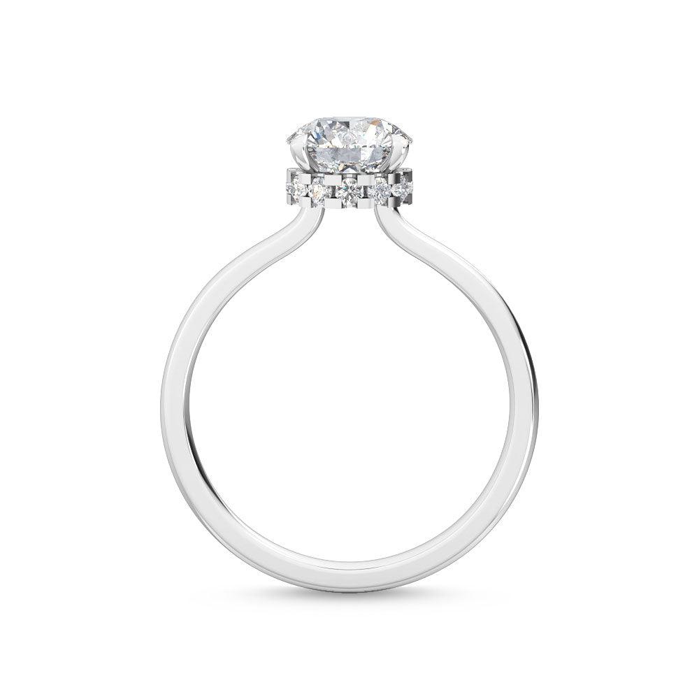 18K White Gold Lab Grown Four Claw Solitaire Hidden Halo Ring( Setting Only ) - Lab Grown Diamonds Australia