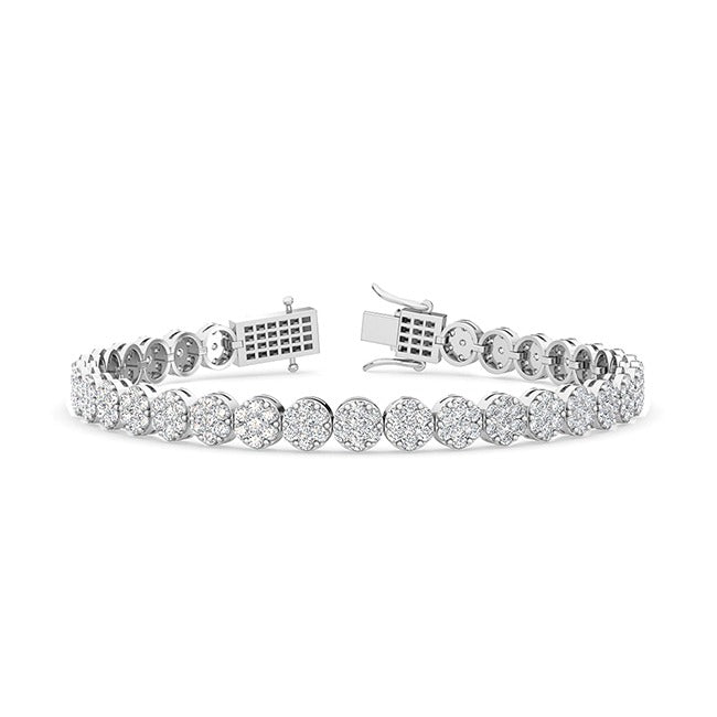 18k White Gold 4.25ct Lab Grown Diamond Cluster Bracelet - Lab Grown Diamonds Australia