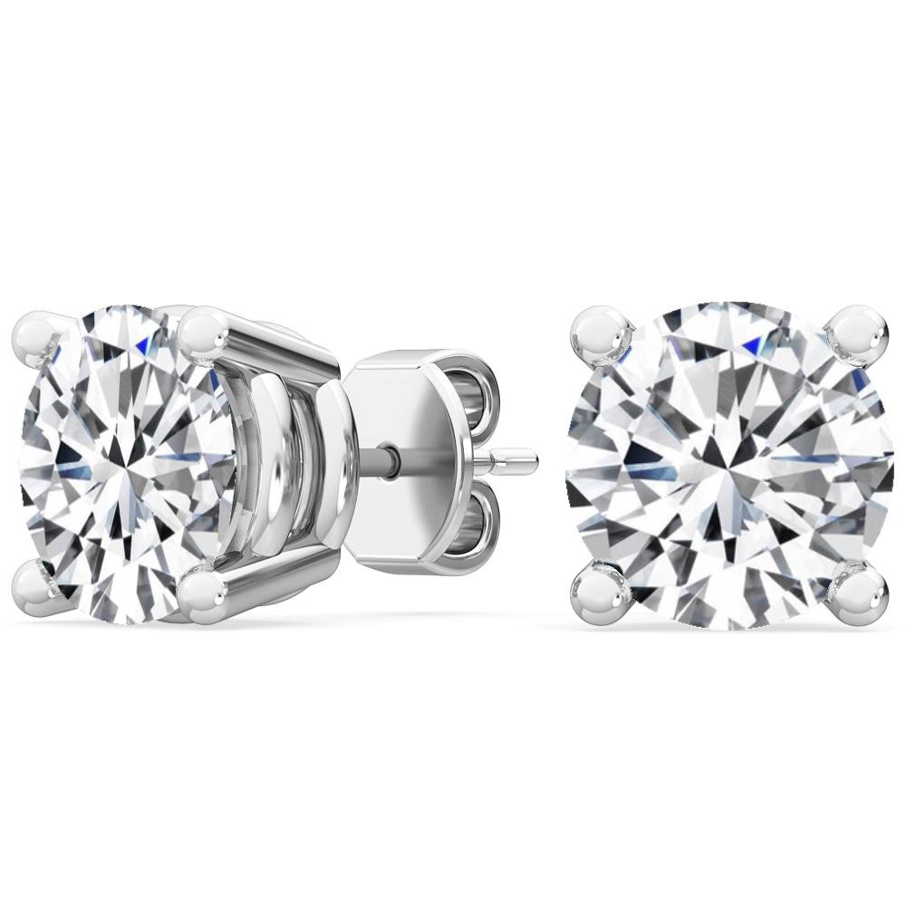 18K 3ctw Round Lab Grown Four Prong Studs