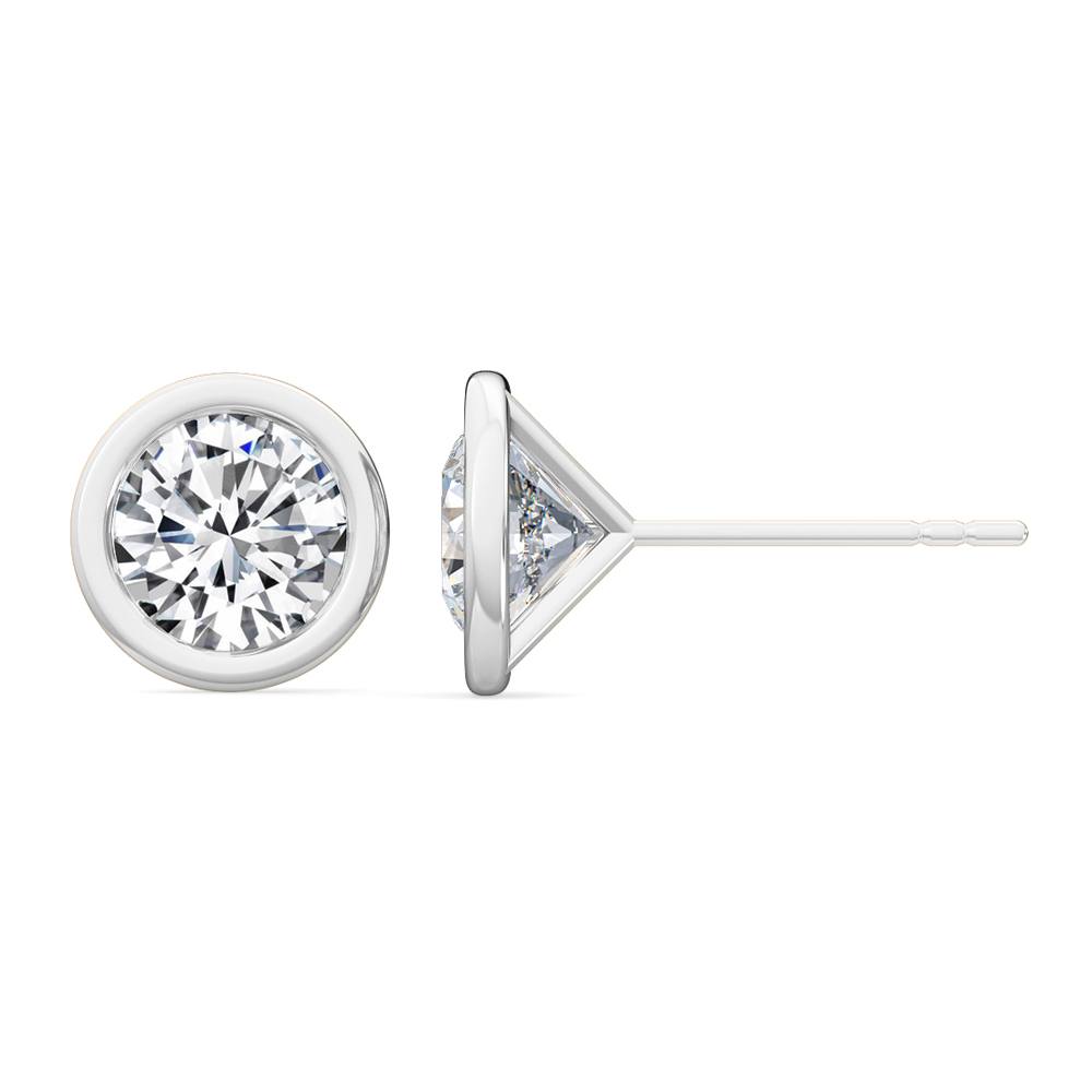 18K 2ctw Round Lab Grown Bezel Set Studs