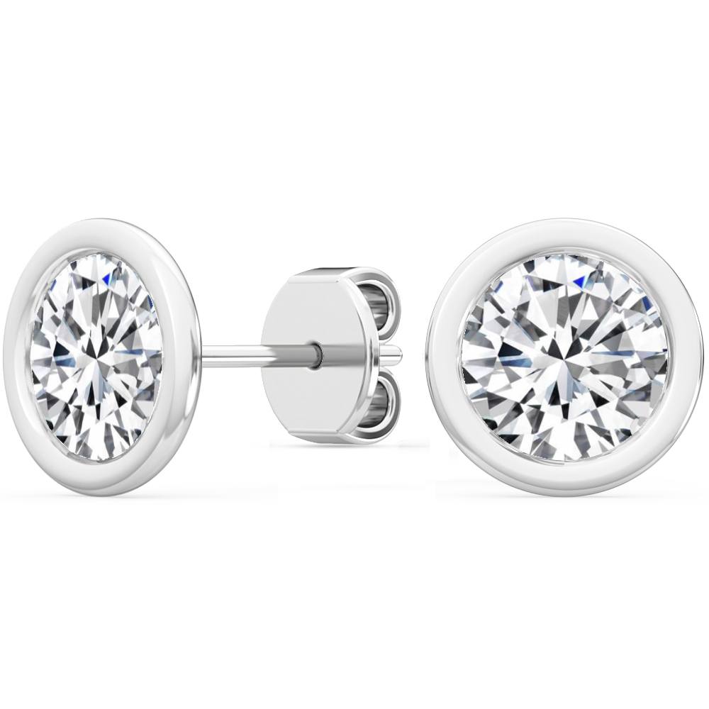 18K 2ctw Round Lab Grown Bezel Set Studs