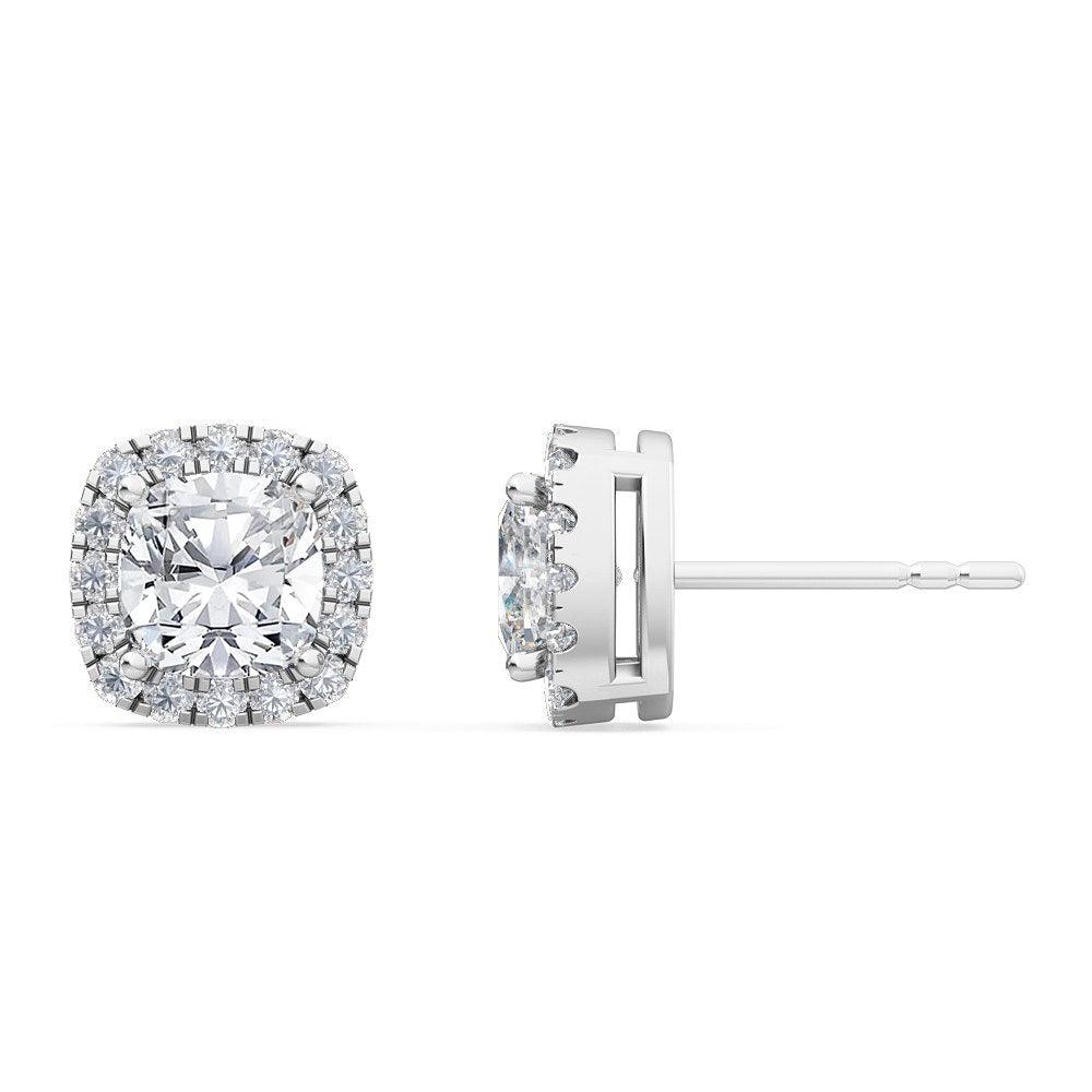 10k White Gold Halo Diamond Earrings - Lab Grown Diamonds Australia