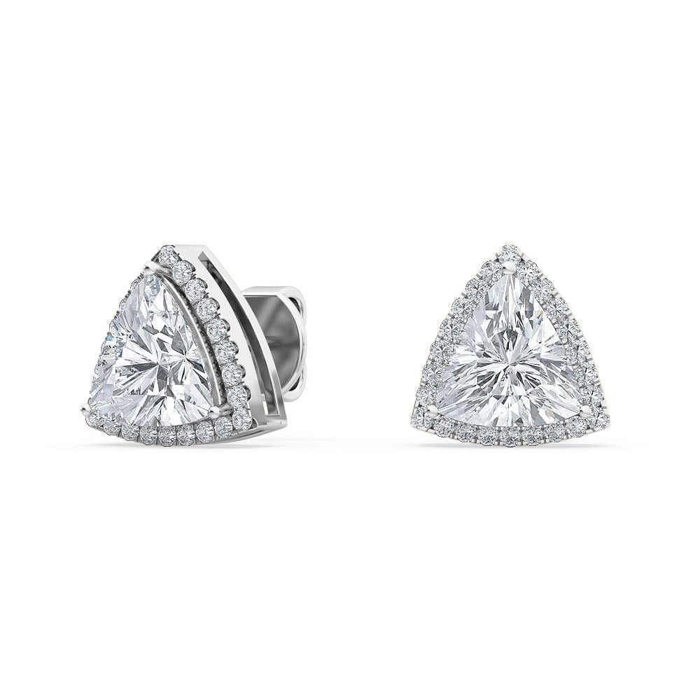 2.25ct 10k White Gold Round Brilliant Cut Halo Diamond Earrings - Lab Grown Diamonds Australia