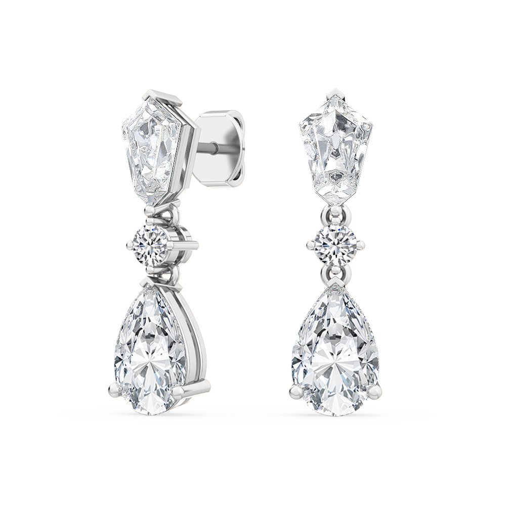 18k White Gold 3.1ct Lab Grown Diamond Drop Earrings - Lab Grown Diamonds Australia