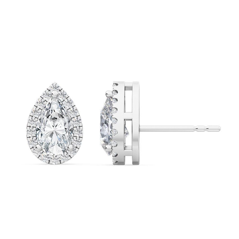10k White Gold Halo Diamond Earrings - Lab Grown Diamonds Australia