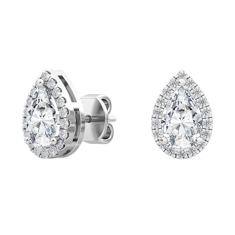 10k White Gold Halo Diamond Earrings - Lab Grown Diamonds Australia