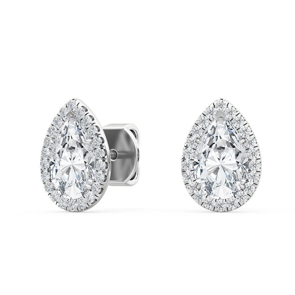 10k White Gold Halo Diamond Earrings - Lab Grown Diamonds Australia