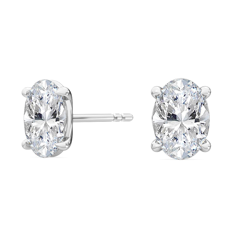 18K 1ctw Oval Lab Grown Four Prong Studs