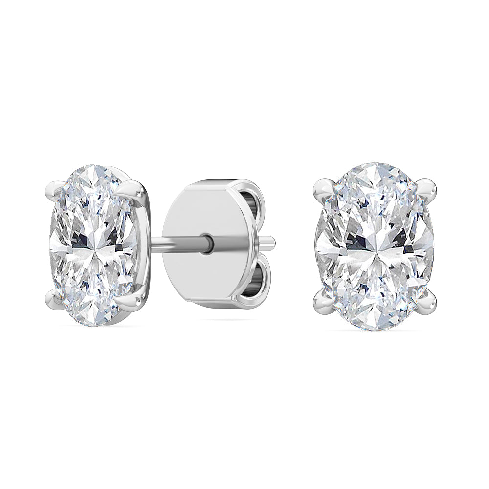 18K 1ctw Oval Lab Grown Four Prong Studs