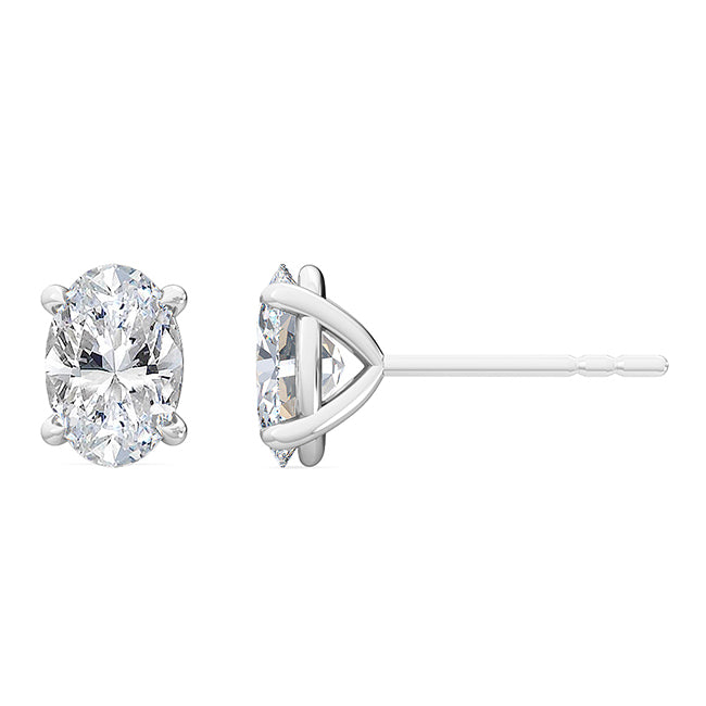 18K 1ctw Oval Lab Grown Four Prong Studs