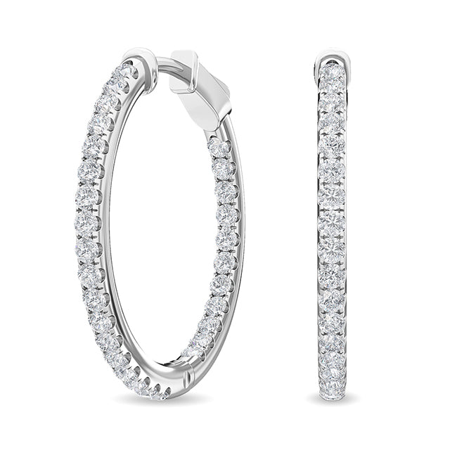 1ct White Gold Lab Grown Diamond Hoop Earrings - Lab Grown Diamonds Australia