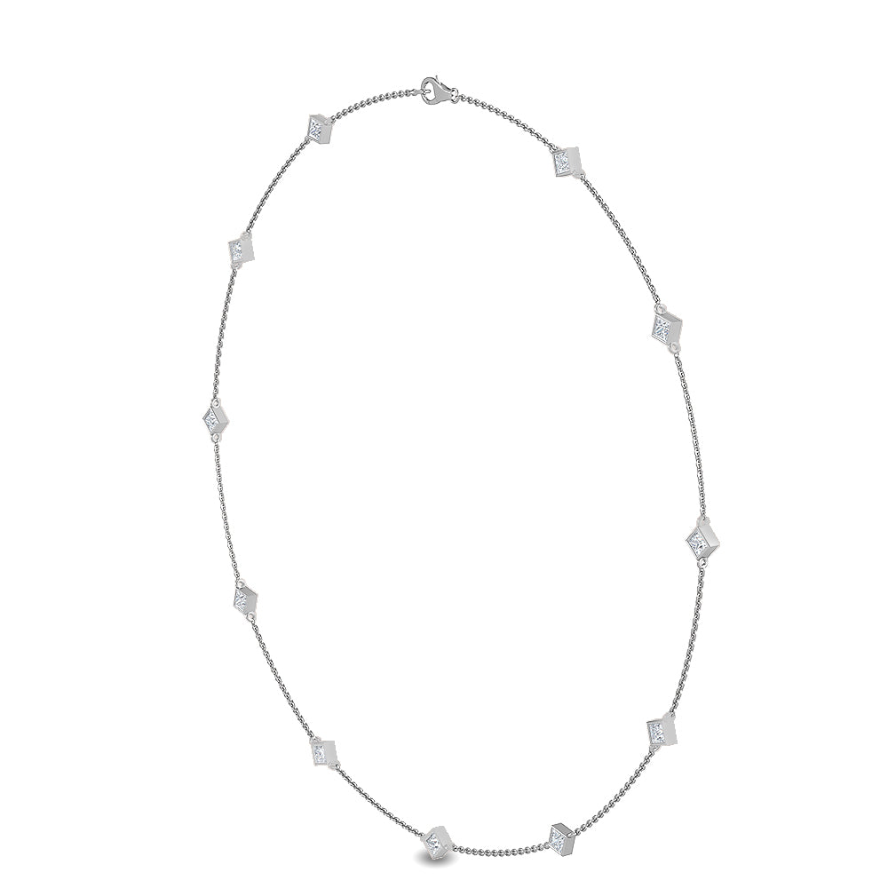 18k White Gold 1ct Princess Cut Lab Grown Diamond Tennis Necklace - Lab Grown Diamonds Australia