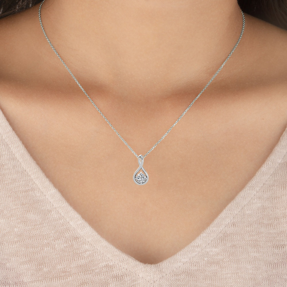 9k White Gold 0.50ct Round Solitaire Pendant - Lab Grown Diamonds Australia
