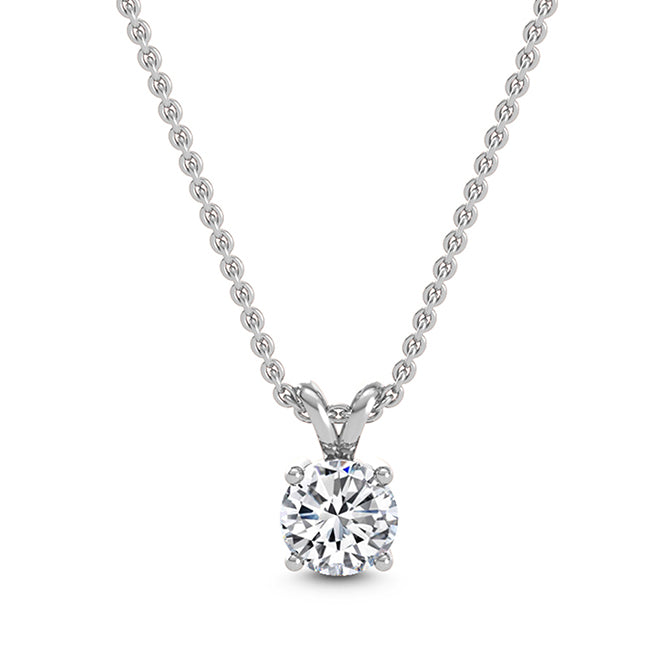 18k White Gold 1ct Round Solitaire Pendant - Lab Grown Diamonds Australia
