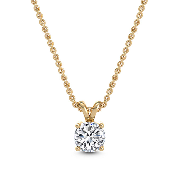 18k Yellow Gold 1ct Round Solitaire Pendant - Lab Grown Diamonds Australia