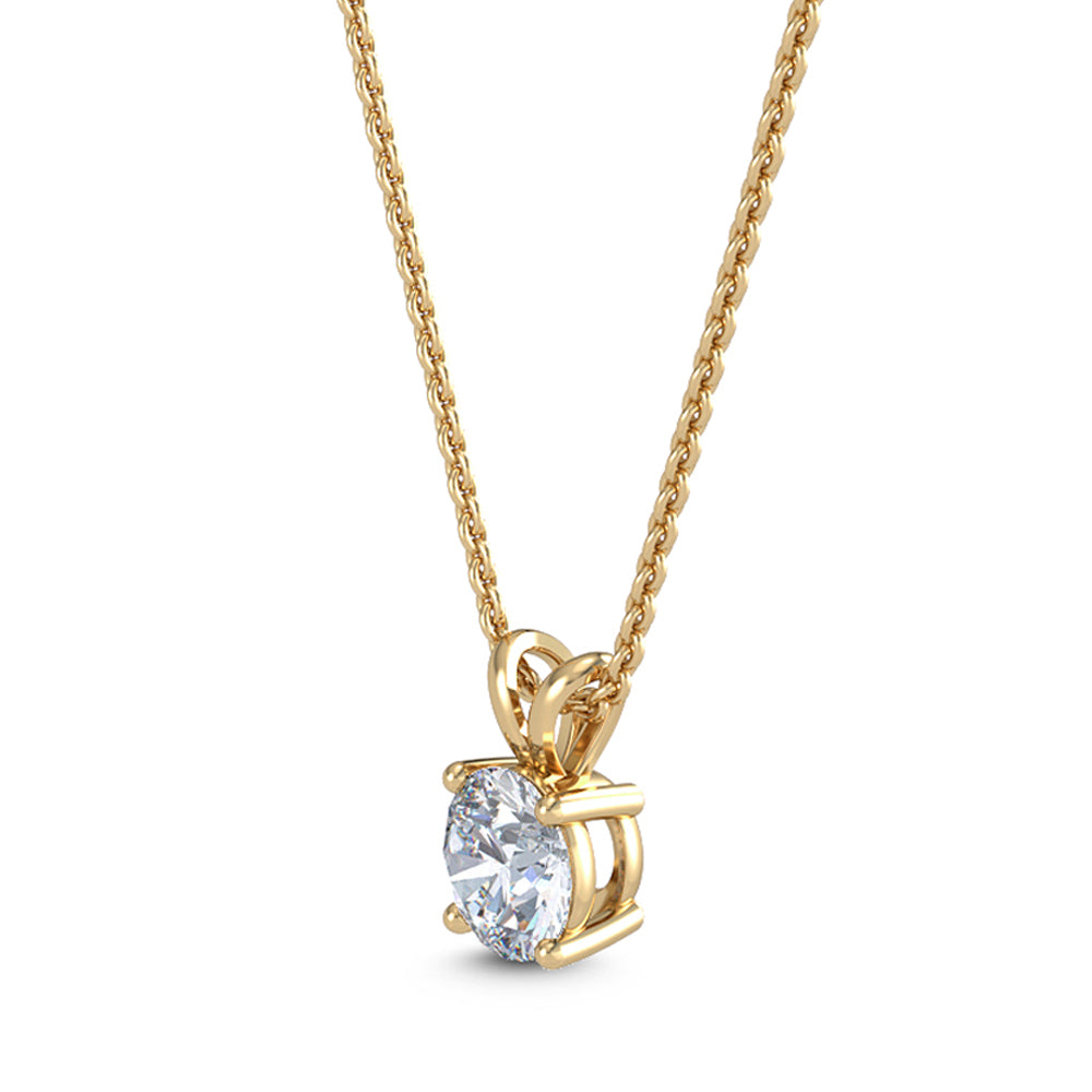 18k Yellow Gold 1ct Round Solitaire Pendant - Lab Grown Diamonds Australia