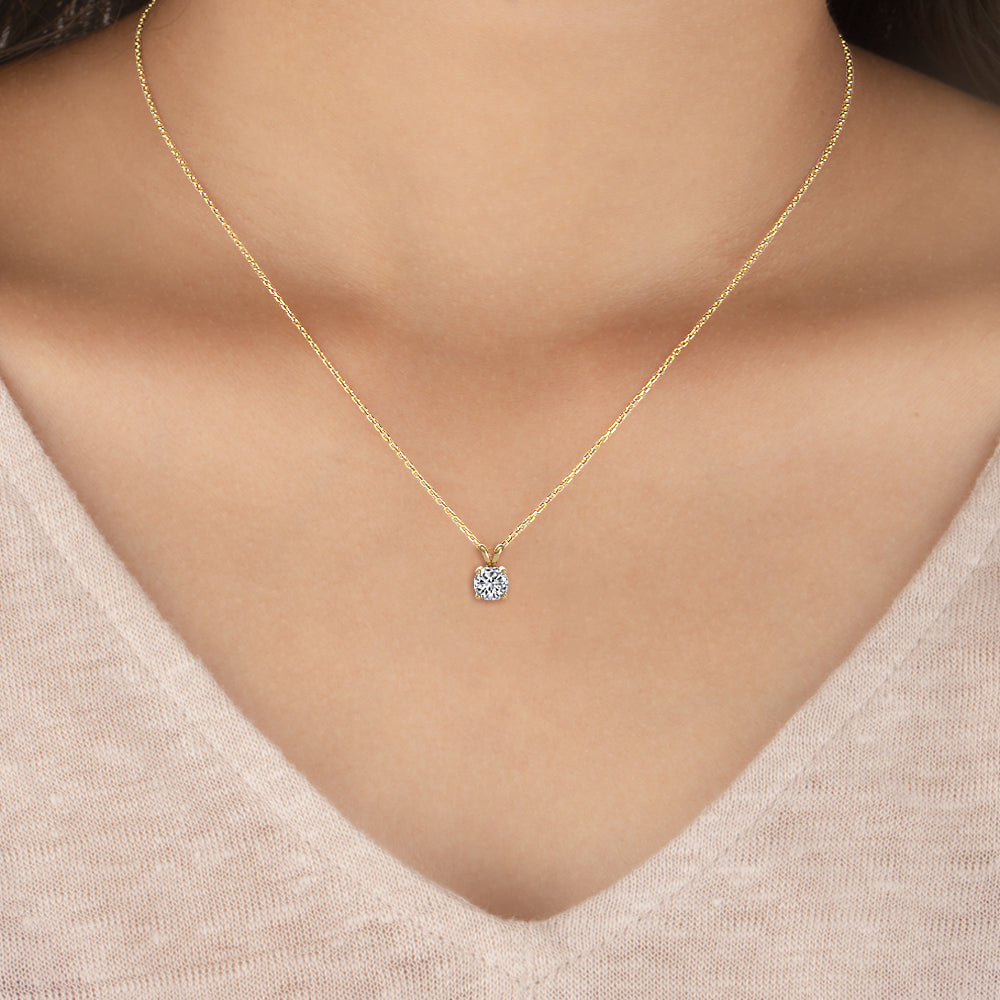 18k Yellow Gold 1ct Round Solitaire Pendant - Lab Grown Diamonds Australia