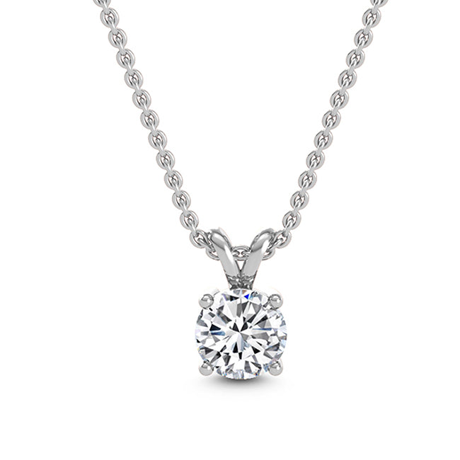 18k White Gold 1.25ct Round Solitaire Pendant - Lab Grown Diamonds Australia