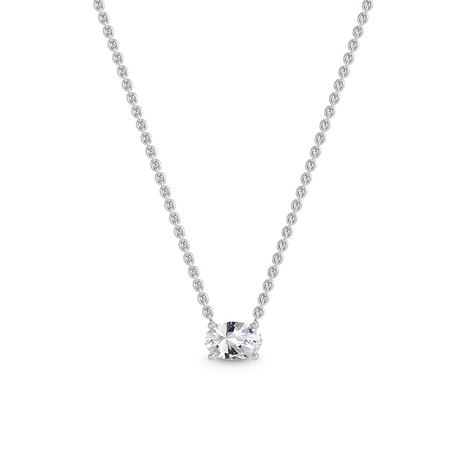 9k White Gold 0.25ct Oval Solitaire Pendant - Lab Grown Diamonds Australia