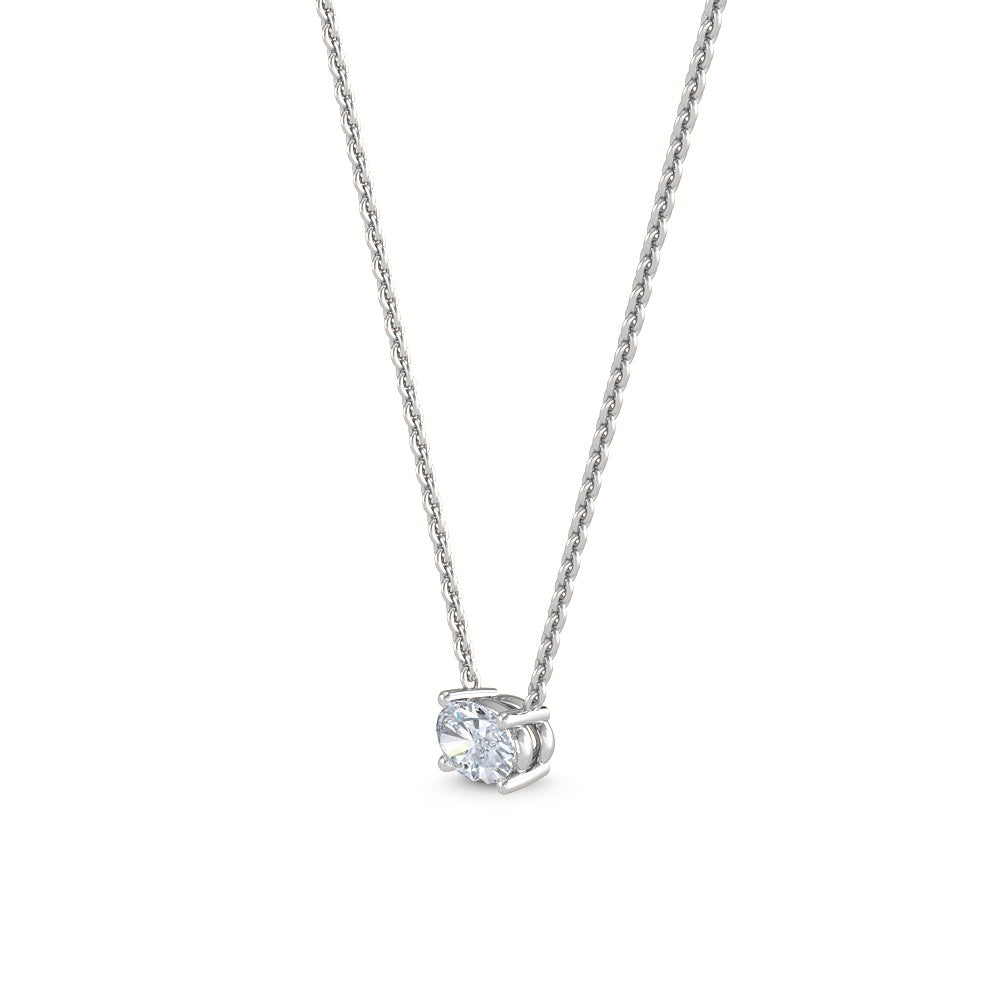 9k White Gold 0.25ct Oval Solitaire Pendant - Lab Grown Diamonds Australia