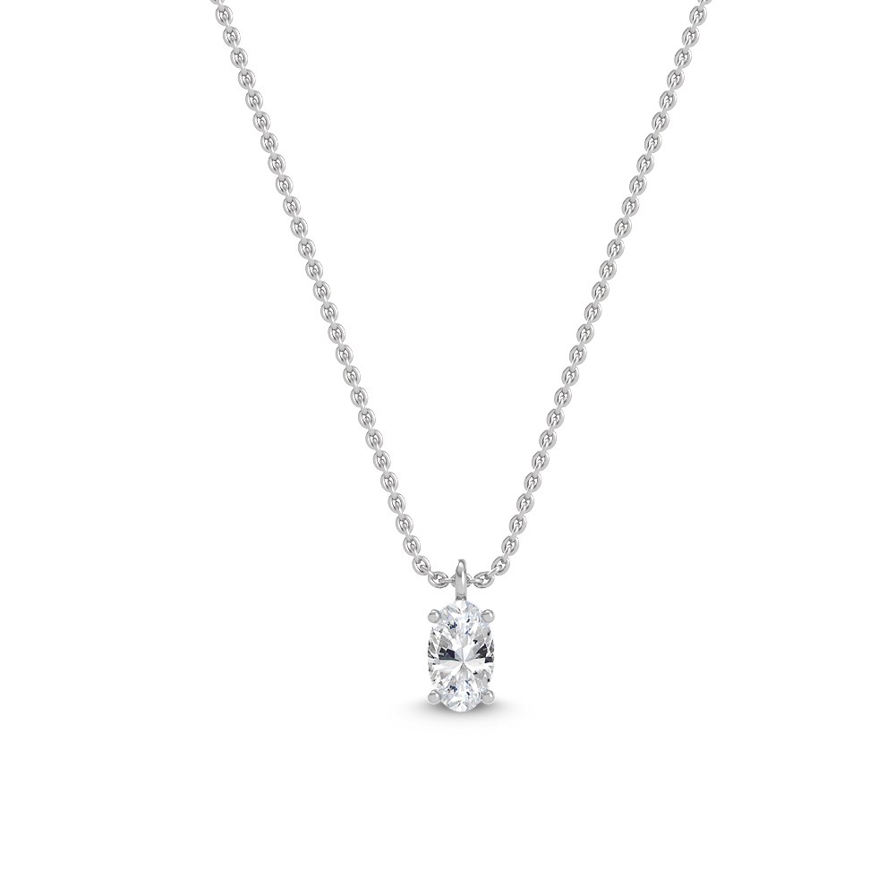 9k White Gold 0.25ct Oval Solitaire Pendant - Lab Grown Diamonds Australia