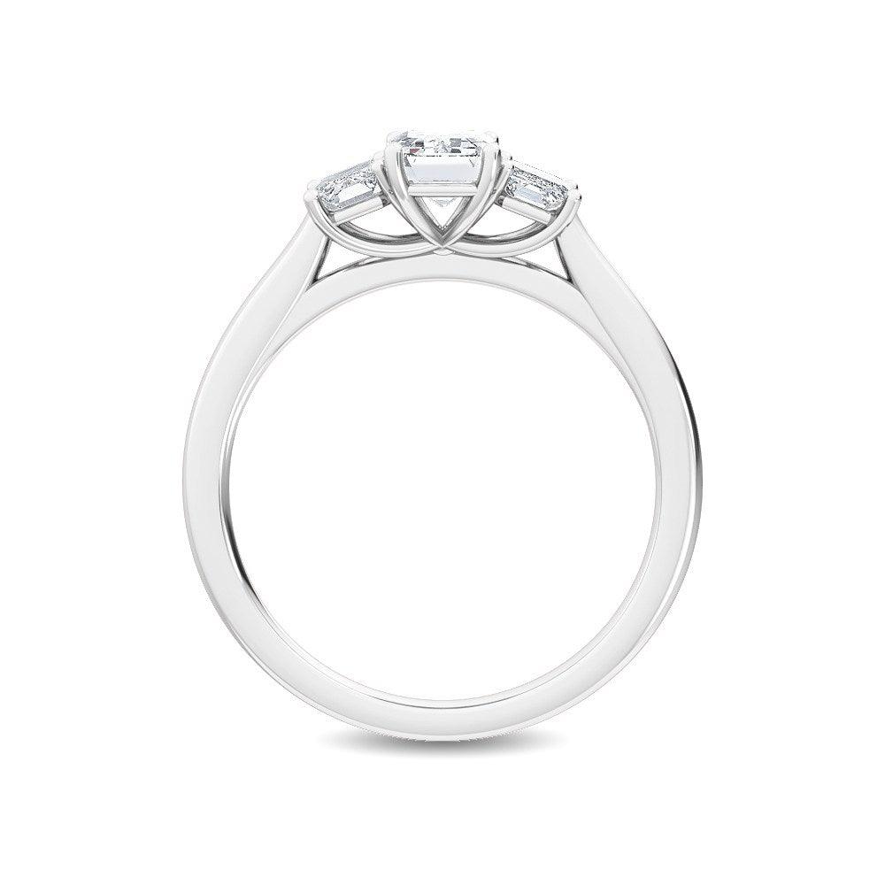 18K White Gold Lab Grown Three Stone Trillogy Ring ( Setting Only ) - Lab Grown Diamonds Australia